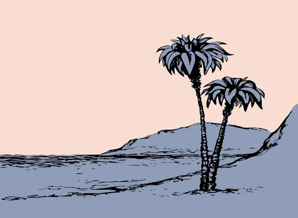 Летний Живописный Вид Фон Белой Бумаги Высокие Пышные Кокосовые Пальмы — стоковый вектор