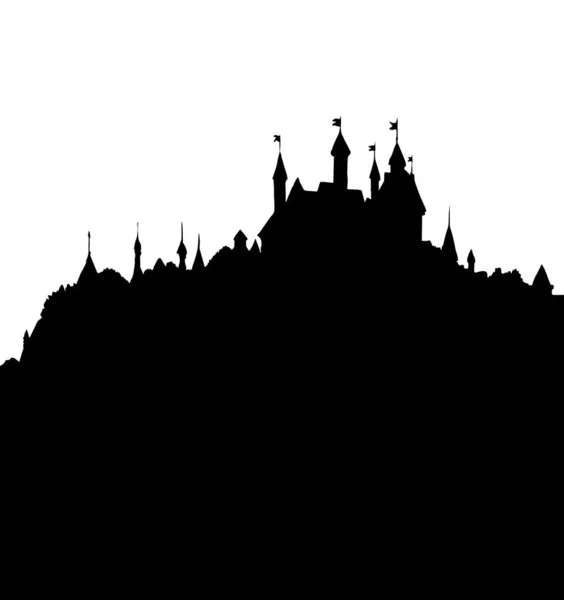 Старому Романтичному Маленькому Сільському Містечку Мальовничого Краєвиду Темно Чорний Чорнило — стоковий вектор
