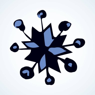 Sevimli Eve natal buzlu yıldız çizimi. Işık gökyüzü arka planında İsa 'nın doğumu tasarımı. Kağıt metin alanı üzerinde karalama retro tarzı kalemle siyah mürekkep el logotip amblem tasarımı çizildi