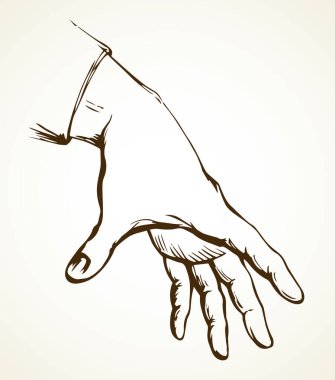 Geniş, genç bir bayanın el bileği beyaz arka plan mesaj alanına bastırıyor. Siyah mürekkep çizilmiş görünmez asistan logo piktogram amblem konseptini retro sanat karalama tarzında asmaya yardımcı olur. Görüntüyü kapat