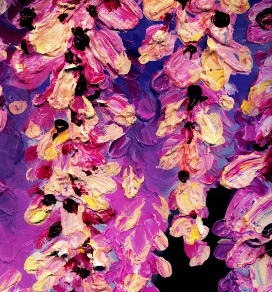 Ljus Akrylfärg Asiatisk Porslin Mönster Vibrerande Lavendel Handdragen Lätt Canvas — Stockfoto