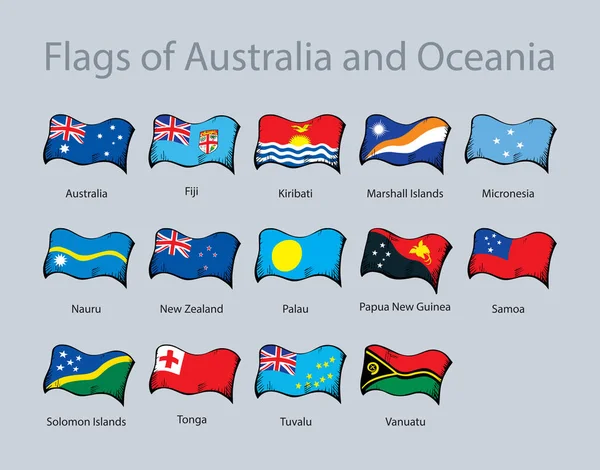 Flags Australia Oceania Veold Retro Color Vintage All Land Badge — Stok Vektör