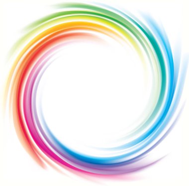 Modern eddy festival happy surfac vivid multi color range glossy curly dizzy shape border center spray ripple ring. Closeup view text space light glow white wash whirlwind symbol sign icon logo design