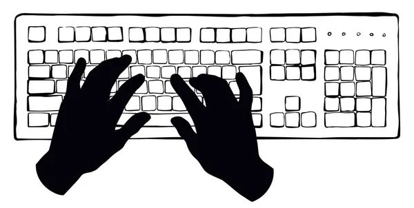 Clavier Macbook Lcd Sur Fond Table Blanc Ligne Noire Dessinée — Image vectorielle