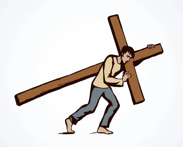 Antique Crucif Sauveur Seigneur Biblique Souffrent Logo Route Sur Espace — Image vectorielle