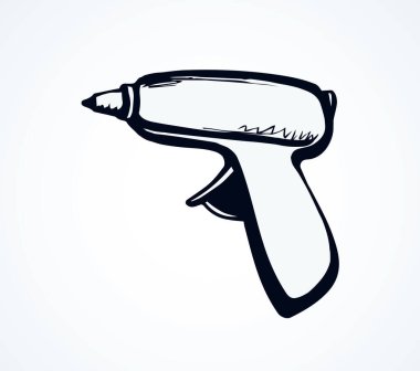 Ev yapımı işi halledin, motor nesneyi beyaz ahşap alanda metin için çevirin. Taslak siyah işçilik modern karalama karikatür tarzında plastik kablo deliği makine logosu işareti yükler. Yakın görünüm