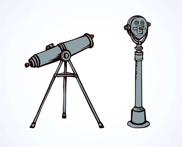 Antiguo Turista Vintage Ver Operar Dispositivo Tubo Monocular Aislado Blanco — Vector de stock