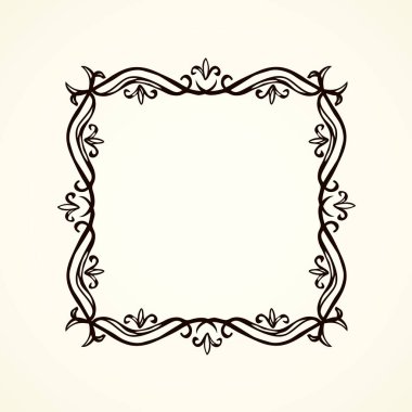 Eski sevimli romantik kitap kurdelesi kıvrımlı fiyonk etiketi beyaz kağıt arka planda izole edilmiş. Freehand siyah mürekkep ana hatlarıyla çizilmiş kıvrımlı köşe çizimi sanatsal kırsal kıvrımlı karalama tarzı.