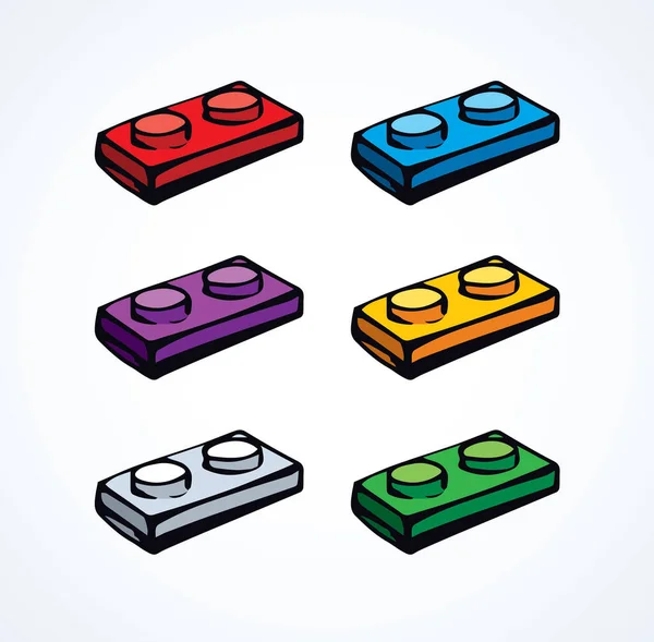 Close Vibrant Big Flat Building Constructor Puzzle Fix Kit Set — 스톡 벡터