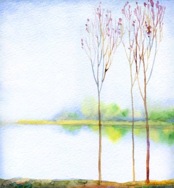 El çizimi parlak boya, bulutlu cennet eskiz kâğıdı arka plan metin alanı. Açık gri renk sakin alacakaranlık tepe bataklık dere tarlası çalı bitkisi duman bulutu okyanus manzarası