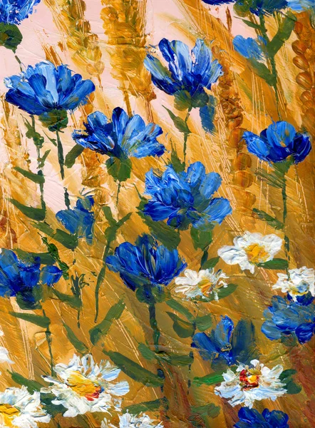 El çizimi hafif boya ressamı köy bahçesi çizimi arazi mavisi çimen filizi bitki örtüsü olay yeri bulut metin alanı. Kuru, olgun, yabani çalı yulafı, çavdar tohumu, ekin tohumu, resim sezonu manzaralı kart manzarası.