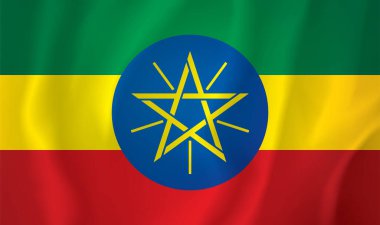 Ethiopian flag. Vector drawing icon