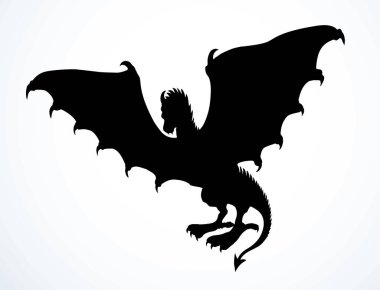 Koyu mürekkep çizili el logosu amblem tasarımı Çin sanat karikatürü çizimi tarzı. Büyük antik tarih, korkunç korku, kızgın masal, ateş oyunu, vahşi kırmızı pençe, kuyruk, beyaz gökyüzü, metin alanı. 