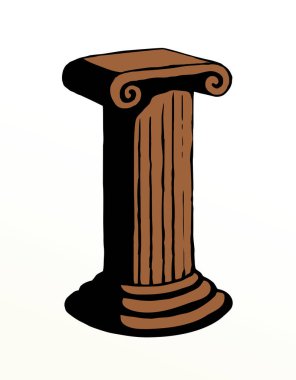 Yaş Doric süslemesi, Roma mermeri seyahat tapınağı dekoru, pilon bloğu oyma, temel podyum ışık duvarı görüntüsü, metin alanı arkaplanı. Siyah mürekkep kalem el çizimi logo konsepti karalama sanatçısı tarzı