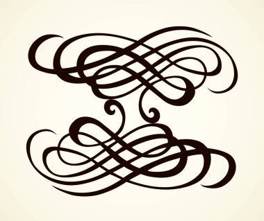 Eski sevimli romantik kitap kurdelesi kıvrımlı fiyonk etiketi beyaz kart arka planına izole edilmiş. Freehand siyah mürekkep ana hatlarıyla çizilmiş kıvrımlı logo sanatsal kıvrımlı karalama stili.