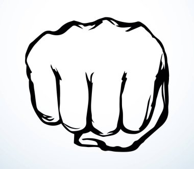 Close up raise tough rage riot unity resist leader combat worker hero palm line white text space. Closeup outlin black pen drawn body rebel attack win action logo emblem retro old pop art poster style