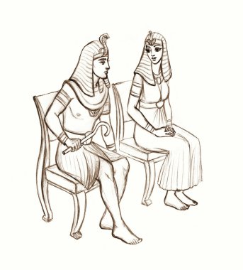 Genç, etnik yılan elbiseli, giysili adam, personel çubuğu lideri, hayat sahnesinde oturuyor. Siyah çizgili eski çağ soylu ana düzen Tanrı inancı hikayesi İslam sanat eskiz tarzı beyaz metin alanı