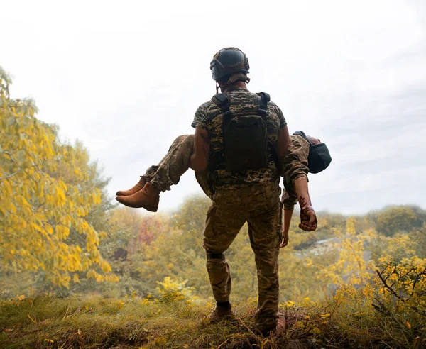 Corajoso Velho Eua Nato Marinha Força Unidade Guarda Homem Mão — Fotografia de Stock
