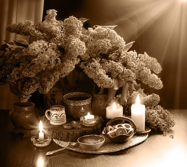 Grung Oude Landelijke Geschiedenis Leeftijd Warm Aroma Smakelijke Taart Latte — Stockfoto