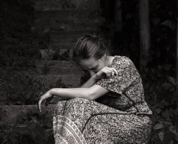 Miséria Burnout Perdido Sentir Luto Humor Amuado Olhar Alma Bonita — Fotografia de Stock