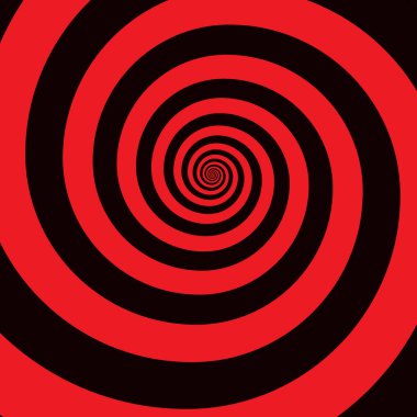 Anahatlı siyah beyaz boya sonsuz kıvrımlı patlak ressam logo dekoru retro baskı stili çiziyor. Modern parlak kırmızı baş döndürücü efekt sıvı akış döngüsü fırıldak baş dönmesi patlaması