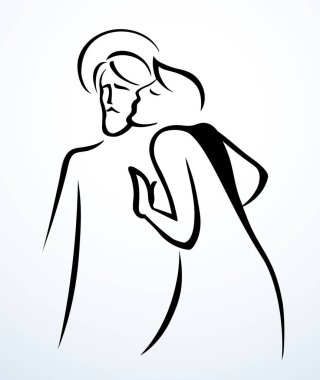 Soyut siyah el çizilmiş logo eski tarihi paskalya kilisesi eski paskalya gospel karikatür tarzı beyaz kağıt metin alanı erkek Yahudi para çantası 30 gümüş para çantası dolandırıcılık hayat boyu tutuklama sahnesi