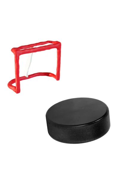 Cancello e rondella da hockey — Foto Stock