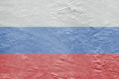 buz üzerinde Rus bayrağı