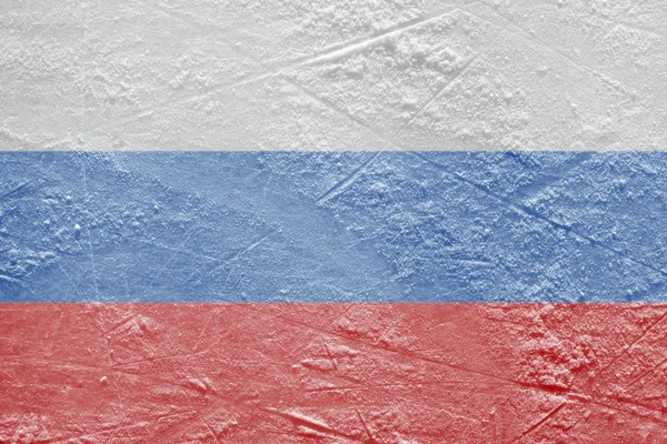 Russian flag on the ice — Stock Photo, Image