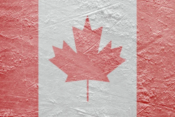 Kanadská vlajka na ledě — Stock fotografie
