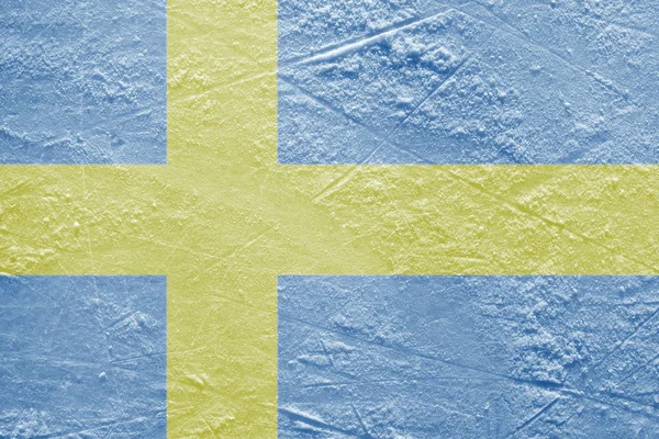 Schwedische Flagge auf dem Eis — Stockfoto