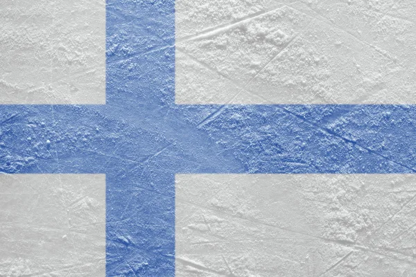 Drapeau finlandais sur la glace — Photo