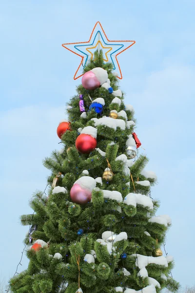 Χριστουγεννιάτικο δέντρο στο δρόμο — Φωτογραφία Αρχείου
