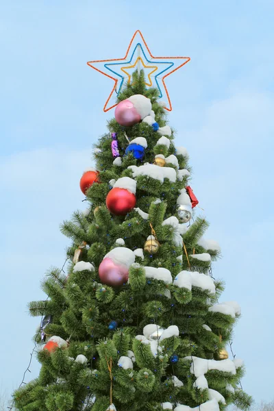 Albero di Natale sulla strada — Foto Stock