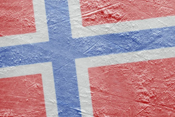 Drapeau norvégien sur la glace — Photo