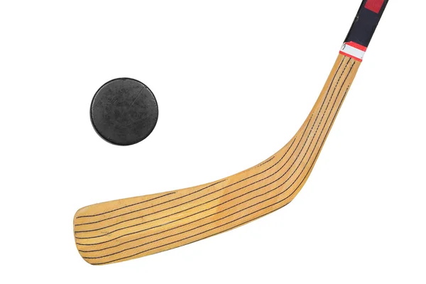 Bastone da hockey e disco — Foto Stock