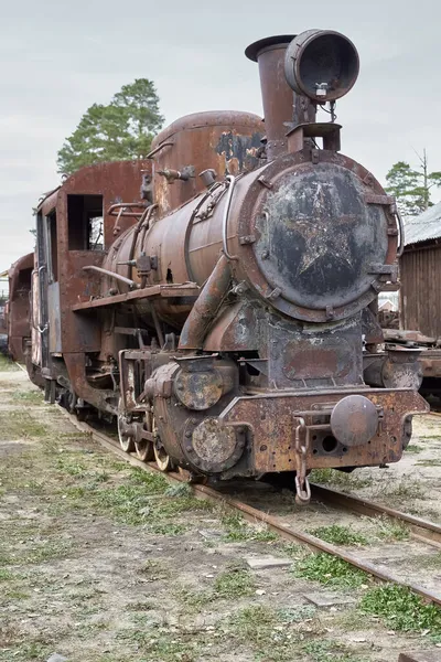 Defective Steam Locomotive Fragment Old Railway — Stock Photo, Image