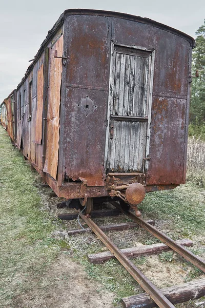 Godsvagn Tåg Och Fragment Den Gamla Järnvägen — Stockfoto