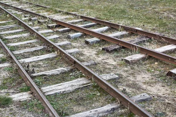 Metallschienen Und Holzschwellen Der Alten Eisenbahn — Stockfoto