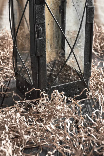 Стара Металева Лампа Робочому Дерев Яному Столі — стокове фото