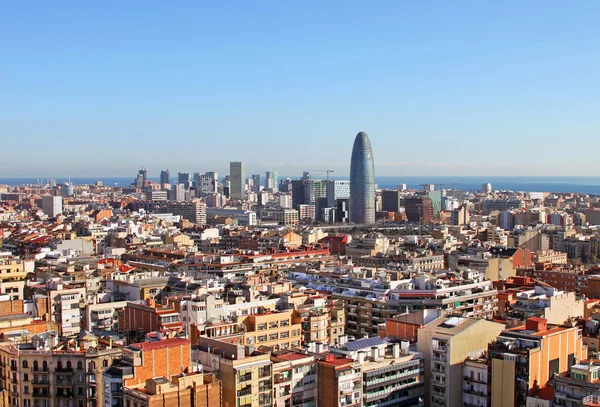 Bird's eye view of Barcelona (Spain) in the morning — Stock Photo, Image