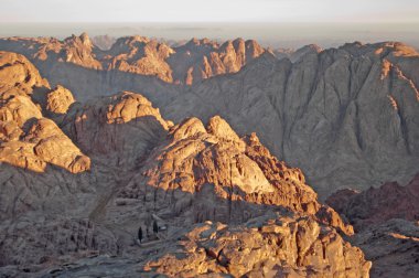 Panorama rocks of holy ground Mount Sinai in the morning clipart