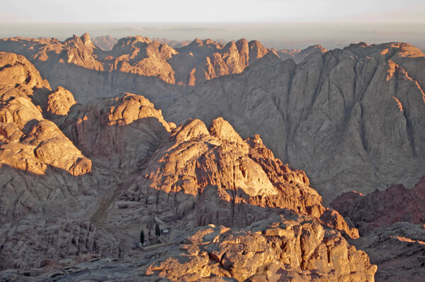 Panorama rocks of holy ground Mount Sinai in the morning