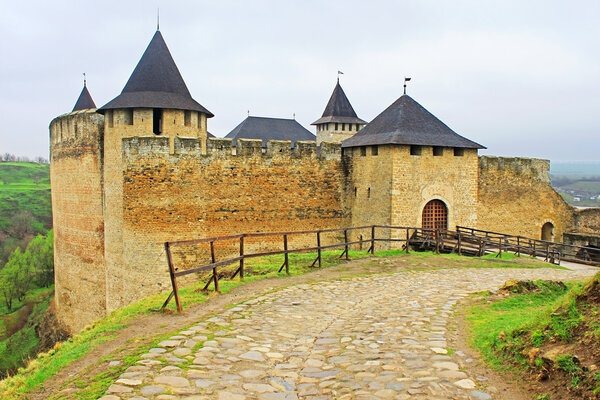 View of Khotyn fortress, Western Ukraine (XIII century)