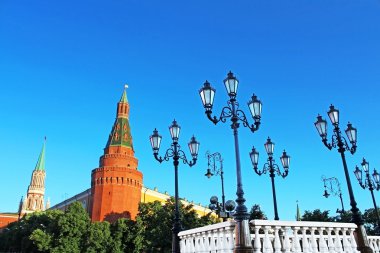 eski moda sokak lambaları yaz, Moskova kremlin, Rusya yakın