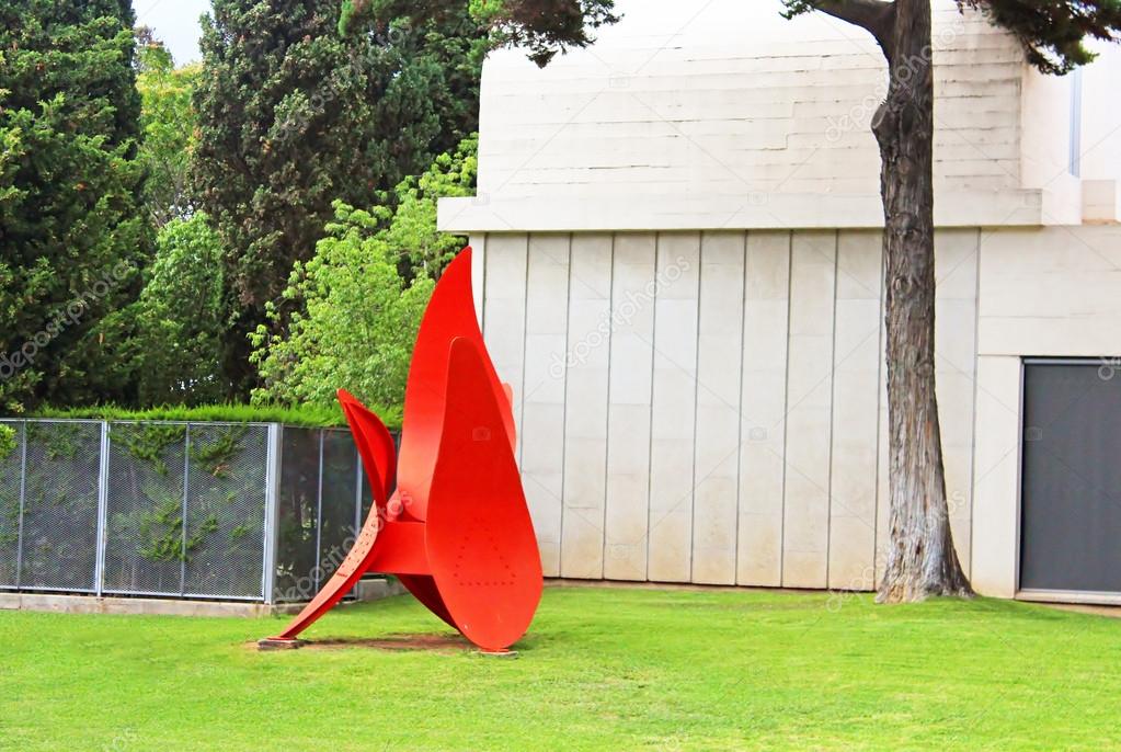 Red statue of Miro in Barcelona