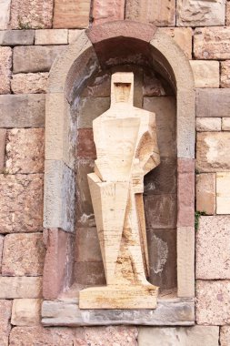 Saint Ramon Llull Statue by Joseph Maria Subirachs Monestir Monastery of Montserrat Barcelona, Catalonia, Spain. clipart