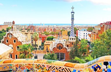 Ceramic mosaic Park Guell in Barcelona, Spain clipart