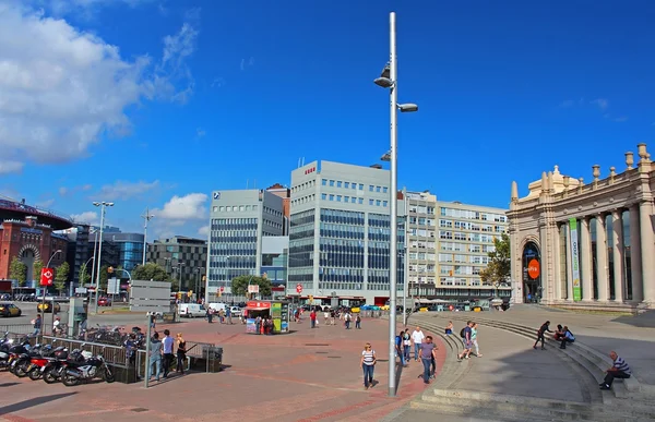 Plaza de Espana i Barcelona, Spanien - Stock-foto