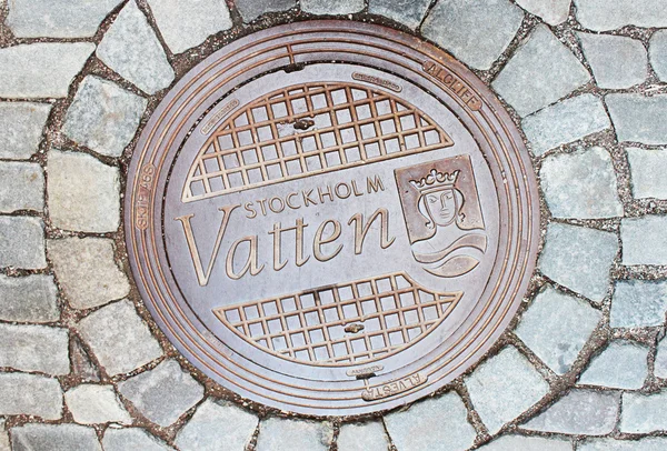 Sewer manhole in Stockholm, Sweden — Stock Photo, Image